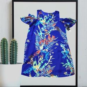 Worthington Blue Floral Cold Shoulder Dress